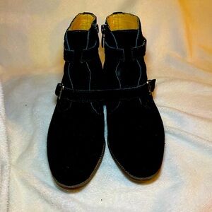 Franco Sarto Black Suede Ankle Boot buckle